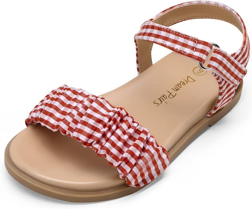 DREAM PAIRS Girls Sandals Open-Toe Princess Dress Flat Sandals Summer Shoes(Toddler/Little Kid) | Amazon (US)