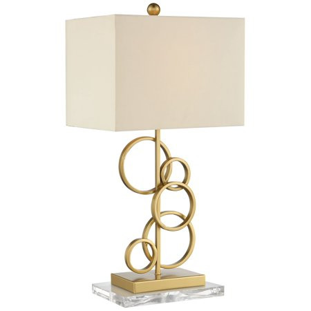 360 Lighting Modern Table Lamp with Acrylic Riser 26 High Gold-Brass Oatmeal Fabric Rectangular Shad | Walmart (US)
