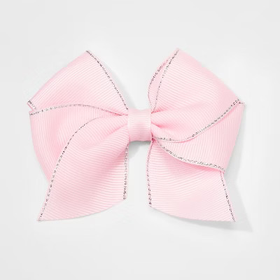 Girls' Lurex Edge Bow Salon Clip - Cat & Jack™ Pink | Target