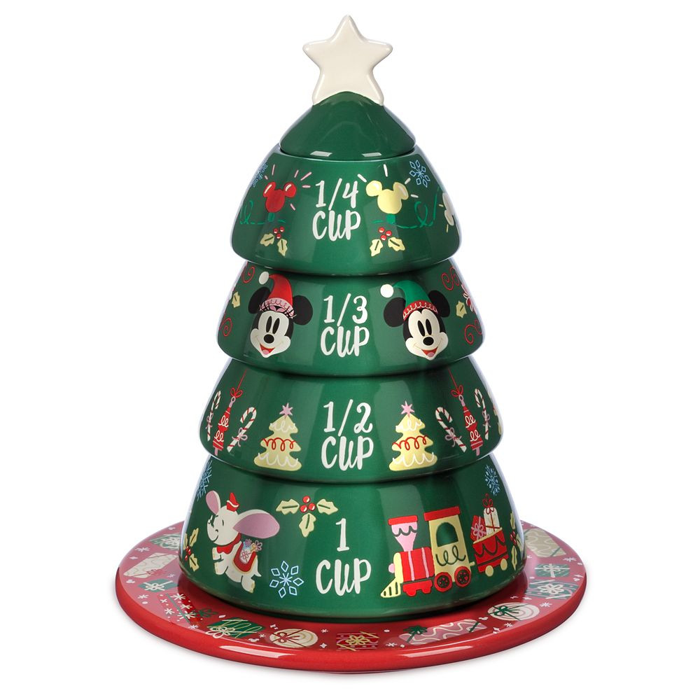 Mickey and Minnie Mouse Christmas Tree Stacking Measuring Cup Set | Disney Store