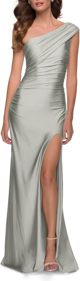 One-Shoulder Shiny Jersey Gown | Nordstrom