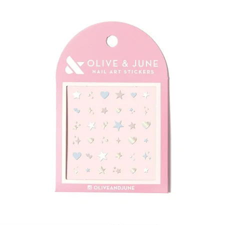 Olive & June Nail Art Stickers Hearts and Stars Multi-Color 36 Count | Walmart (US)