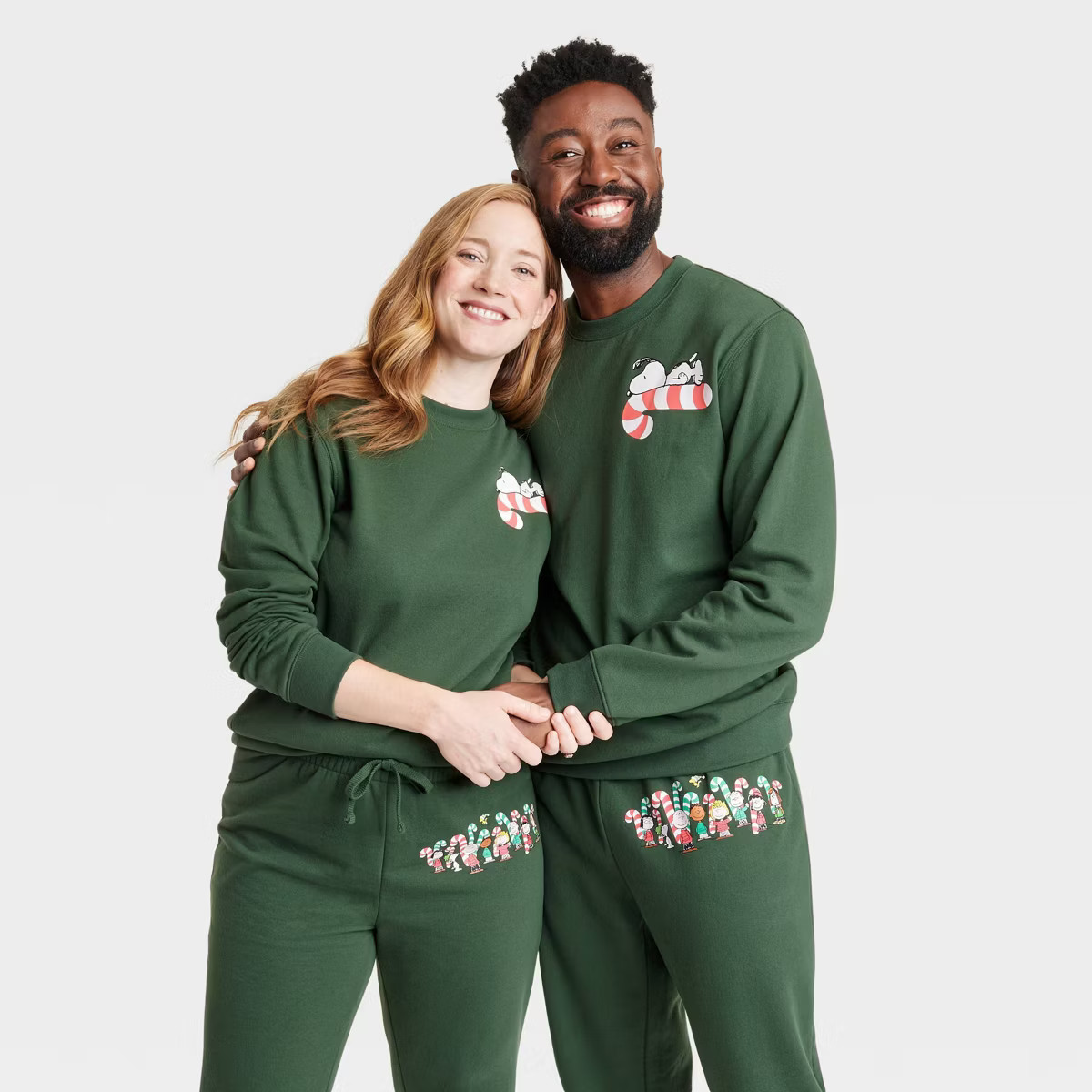 Adult's Peanuts Graphic Sweatshirt - Dark Green | Target