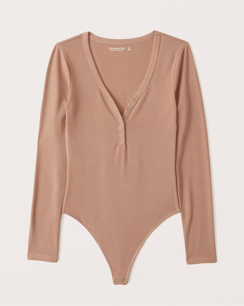 Long-Sleeve Luxe Cozy Henley Bodysuit | Abercrombie & Fitch (US)