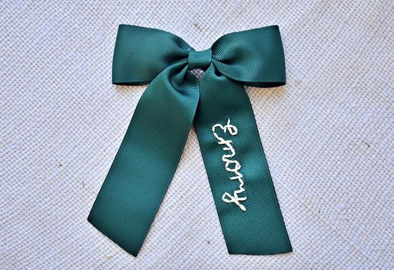 Custom Name Christmas Hand-Embroidered Bow, Holiday hair bow, Personalized bows name, Hair bows w... | Etsy (US)