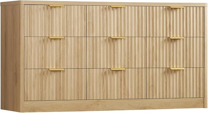 63" Dresser for Bedroom with 9 Drawers, Modern Dressers & Chest of Drawers with Metal Handles, Fl... | Amazon (US)