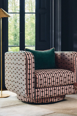 Lulu Madeline Jacquard Swivel Chair | Anthropologie (US)