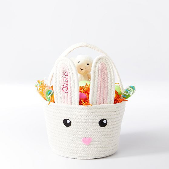 Woven Bunny Basket, White | Mark and Graham