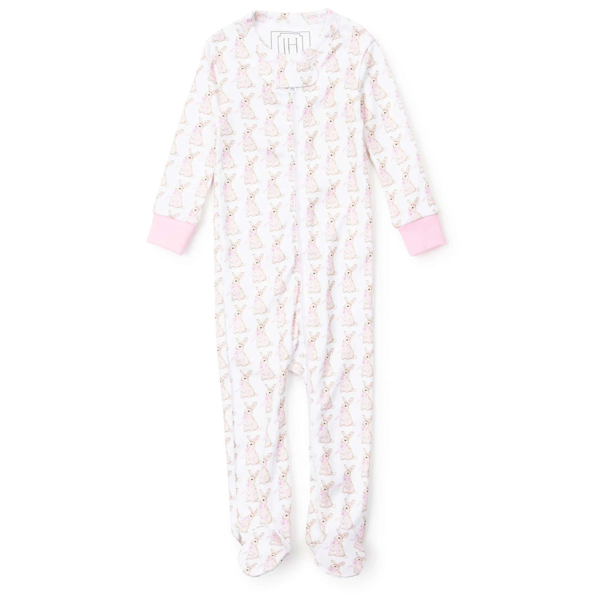 Parker Girls' Zipper Pajama - Easter Bunnies Pink | Lila and Hayes