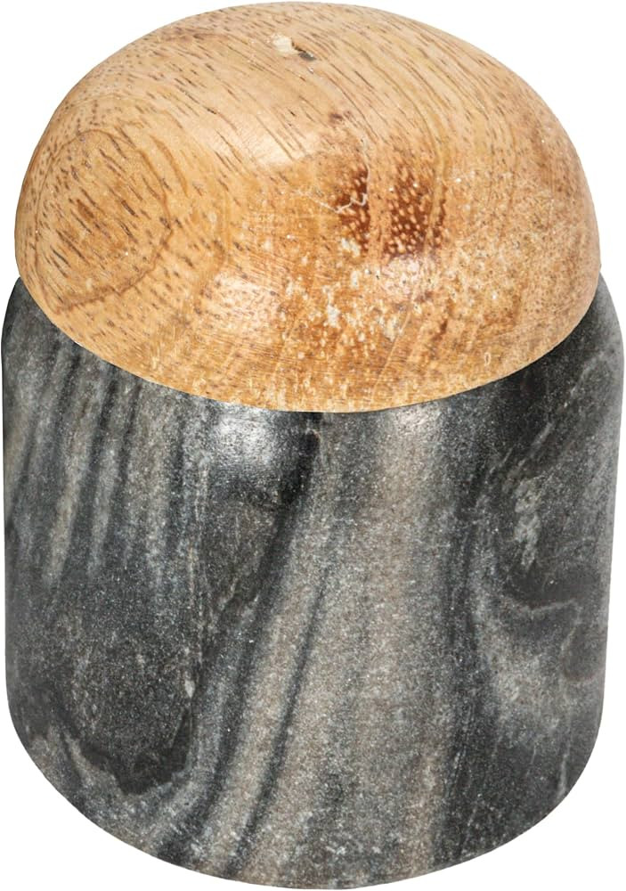 Creative Co-Op Marble and Mango Wood Pinch Pot with Lid, Grey and Natural | Amazon (US)