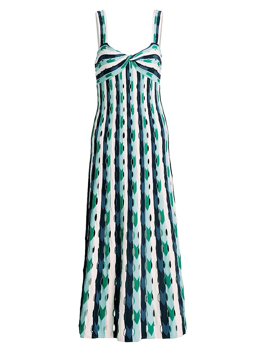 SIMKHAI Women's Christina Striped Knit Midi-Dress - Kelly Green Multi - Size Large | Saks Fifth Avenue