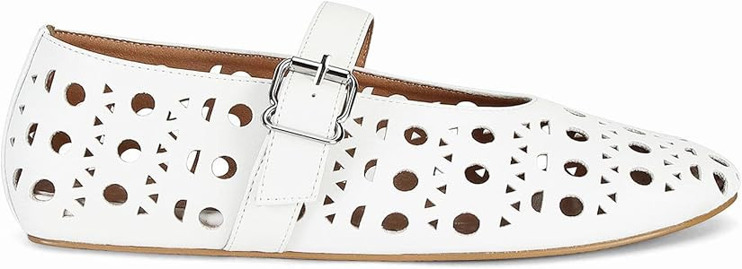 MICIFA Ballet Flats for Women with Buckle Strap Mesh Perforated Metal Studded Mary Jane Comfortab... | Amazon (US)