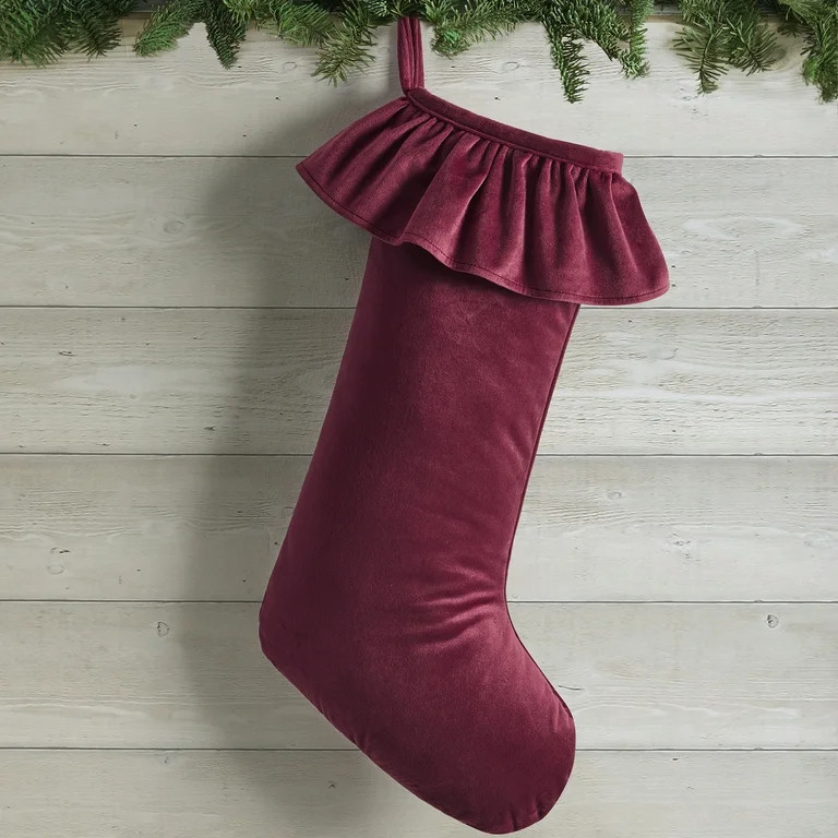 Red Ruffle Christmas Stocking, 20", by My Texas House - Walmart.com | Walmart (US)