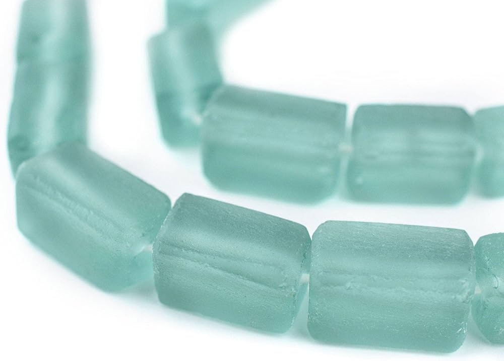 TheBeadChest Green Aqua Rectangular Java Recycled Glass Beads (20x12mm) - Full Strand of Faceted ... | Amazon (US)