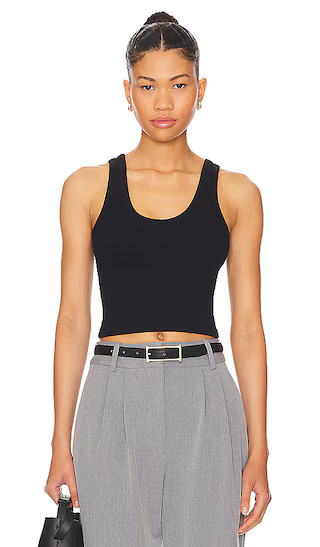 Cropped Cotton Ribbed Layering Tank in Black | Revolve Clothing (Global)
