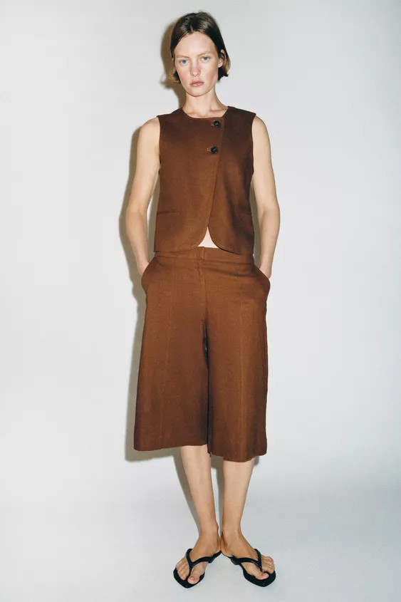 LONG LINEN SHORTS SET | Zara US