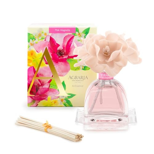 Agraria AirEssence Flower and Reed Diffuser Set, Hand Crafted Sola Flower Botanical Home Fragrance Diffuser, Pink Magnolia Home Decor for Living Room, Bedroom and More | Amazon (US)