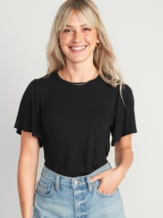 Luxe Flutter-Sleeve Top for Women | Old Navy (US)