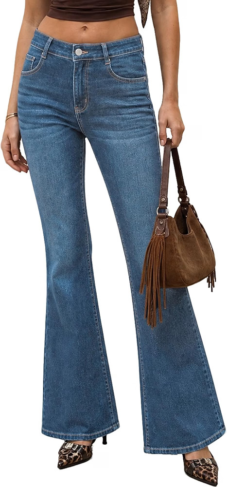 Women's Flare Jeans High Waisted Stretchy Bell Bottom Knit Denim Pants | Amazon (US)