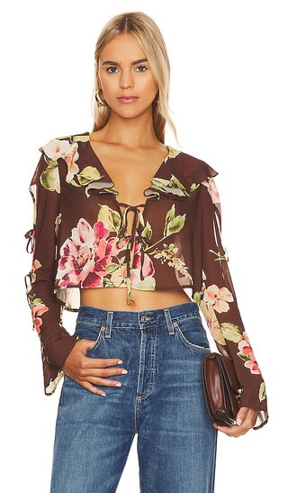 Hayes Top in Brown Saffron Floral | Revolve Clothing (Global)