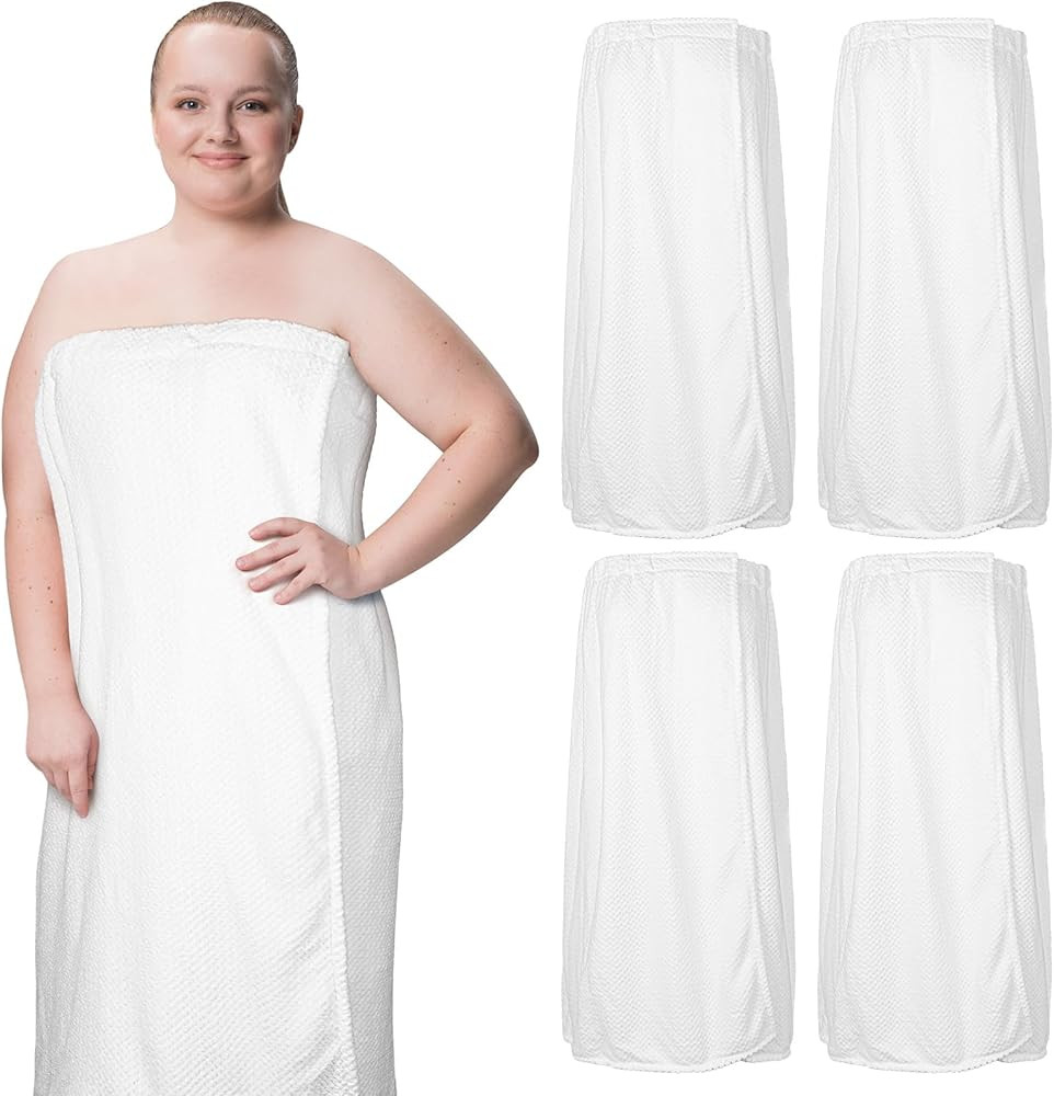 4 Pcs Towel Wrap for Women Waffle Spa Robe with Adjustable Closure Elastic Top Lightweight Wraps ... | Amazon (US)