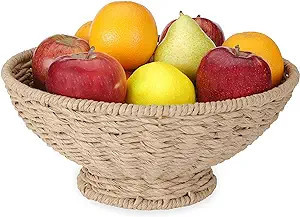 Folkulture Jute Fruit Bowl or Decorative Bowl for Christmas Table Centerpiece, 12 Inch Woven Frui... | Amazon (US)