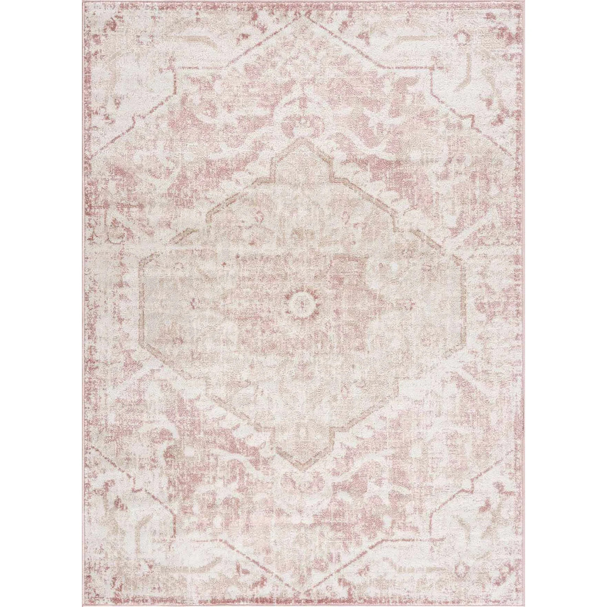 BoutiqueRugs Blush & Light Pink Collection Leonora Bohemian Oriental Medallion Oversized Area Rug... | Walmart (US)