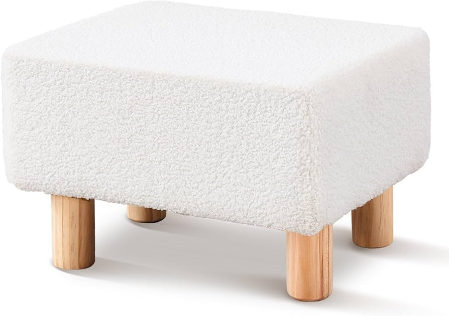 Wimarsbon Ottoman,Modern Footrest with Soft Padded Seat,Teddy Velvet Foot Stool with Wood Legs,Sm... | Amazon (US)