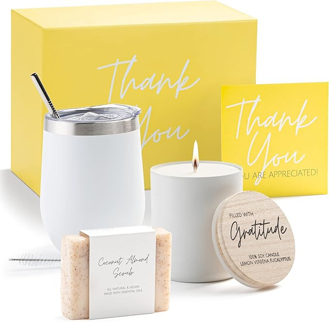 Boxzie Thank You Gifts for Women, Appreciation Gift Box Set, Gratitude Candle Basket - Thoughtful... | Amazon (US)