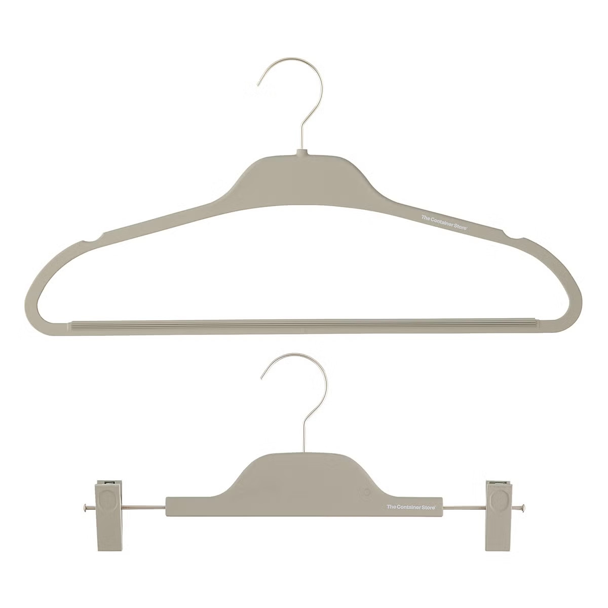 The Container Store Non-Slip Rubberized Hangers with Satin Nickel Hardware | The Container Store
