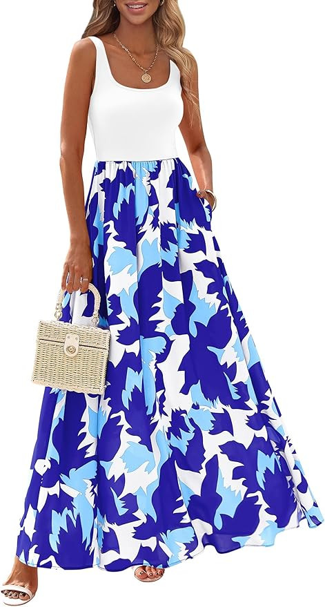 KIRUNDO Summer Maxi Dresses for Women 2026 Spring Boho Floral Easter Tank Flowy Beach Vacation Re... | Amazon (US)