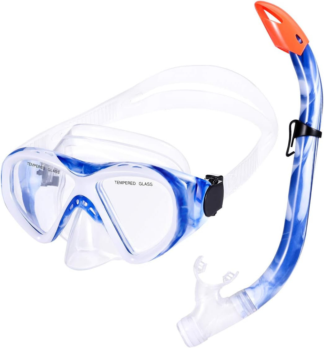 【Professional Grade Material】The goggles of our kids snorkel set are made of tempered glass,i... | Amazon (US)