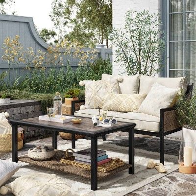 Modern Caning Loveseat Patio Seating Set - Courtyard Creations | Target