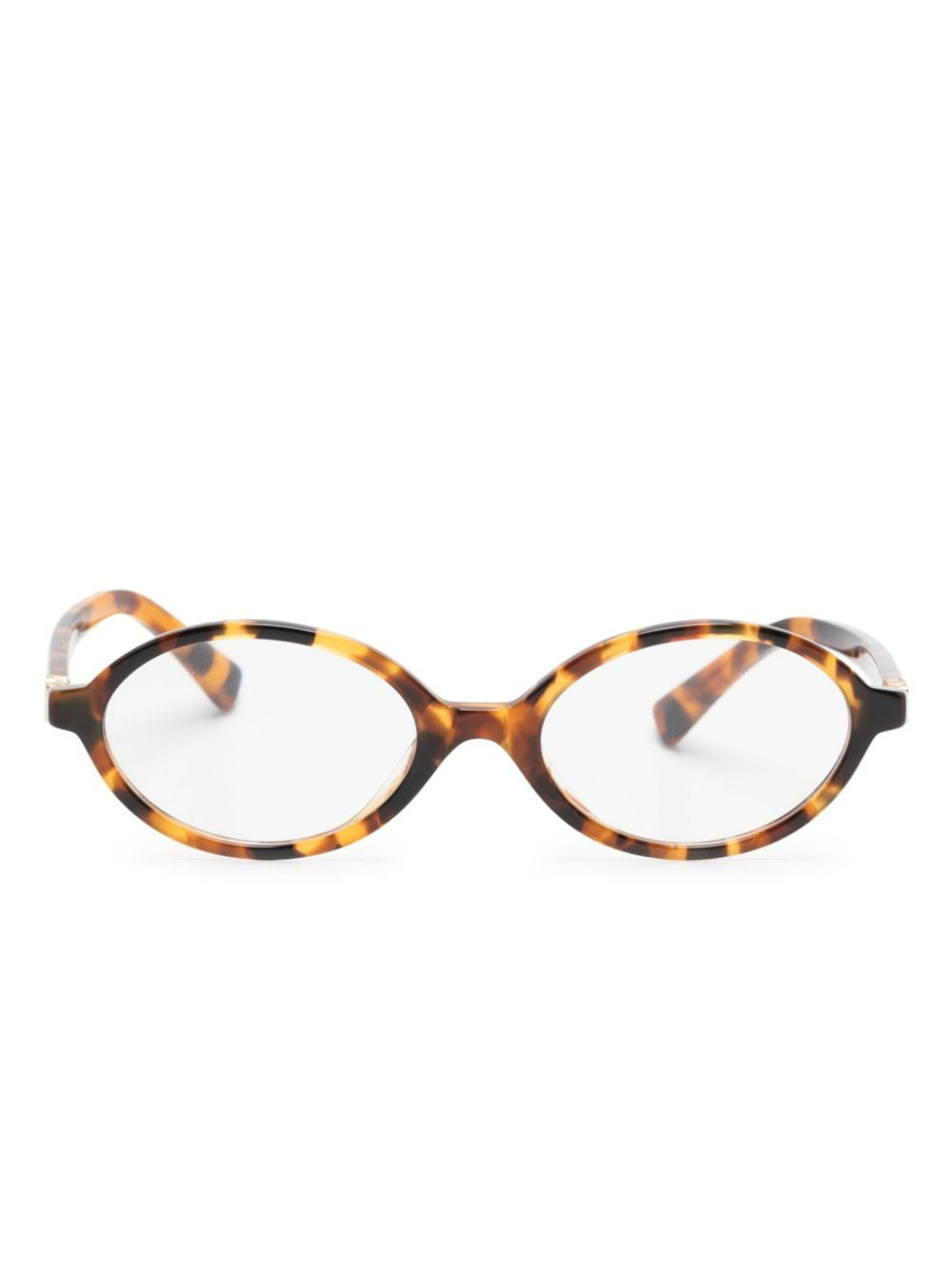 Miu Miu Eyewear tortoiseshell oval-frame glasses - Brown | Farfetch Global