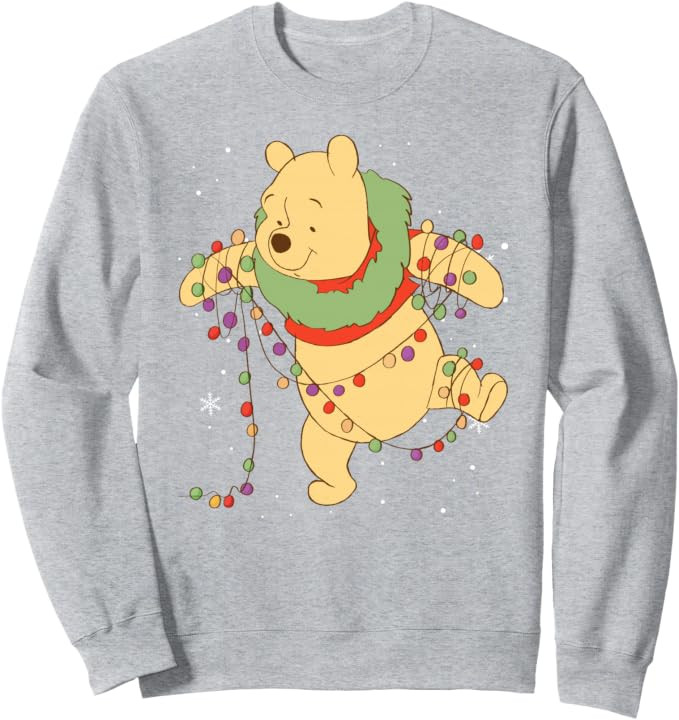 Disney Winnie the Pooh Christmas Pooh Bear Caught In Lights Sweatshirt | Amazon (US)