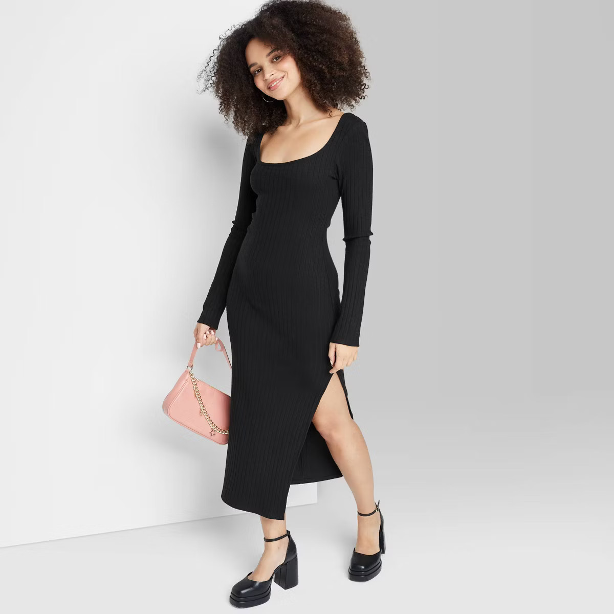 Women's Long Sleeve Rib Knit Midi Dress - Wild Fable™ | Target