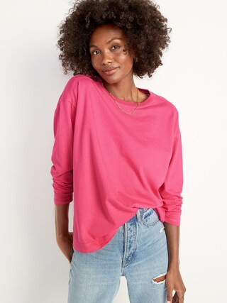 Long-Sleeve Vintage Loose T-Shirt for Women | Old Navy (US)