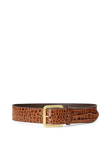 CROCODILE-EMBOSSED LEATHER WIDE BELT | YOOX (US)