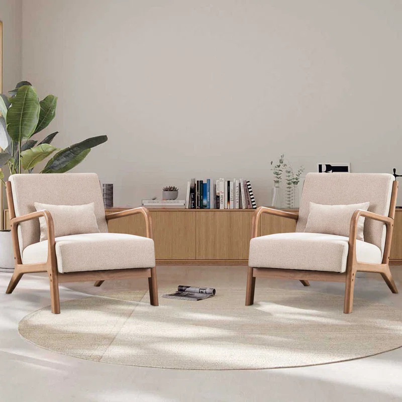 Juelze 26" Wide Linen Armchair With Solid Wood Foot | Wayfair North America