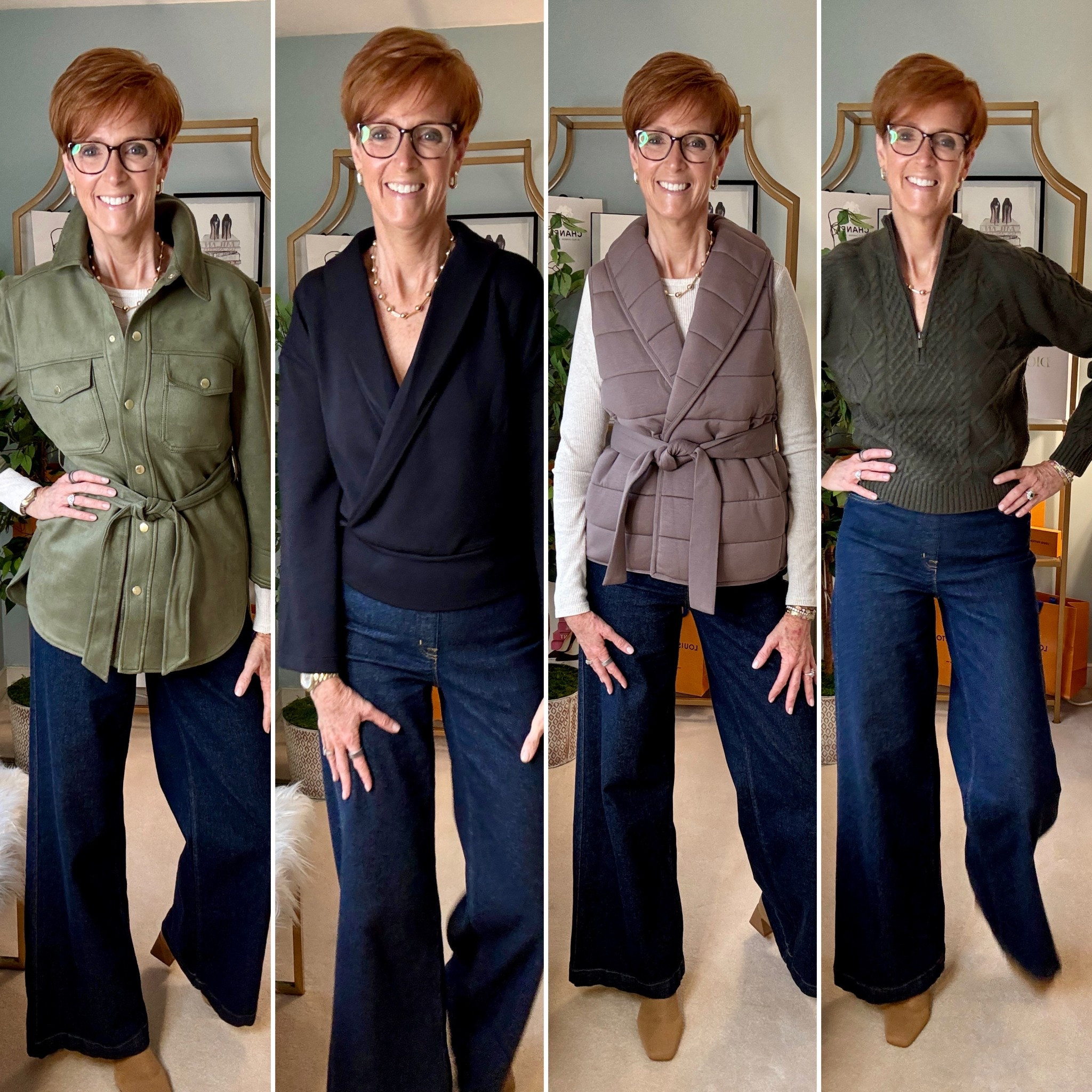 Four ways you o style your Spanx Wide Leg dark wash jeans. The everywhere everyday jeans.

Wearing size large tall in the jeanss

Hi! For reference, I am 55 years old, I am 6’1”. I have a 35” inseam. I wear a small or medium in most tops, an 8 or a 10 in most bottoms, an 8 in most dresses, and a size 9 shoe. 

Make sure to subscribe to my newsletter found in my bio so you don’t miss out on my must have favorites! And download the LTK app, follow my LTK shop, and favorite this post or your favorite items to get notified when they go on sale!

Over 50 fashion, tall fashion, workwear, everyday outfits, timeless outfits, Classic Outfits

winter outfit, travel outfit, ballet flats, wedding guest, vacation outfit, travel essentials, organization, sweater dress, jeans, boots, loungewear, date night, watch now, office outfit, spring break outfit, living room refresh

#LTKOver40 #LTKStyleTip #LTKWorkwear
