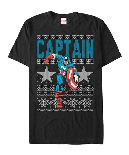 Captain America Black Ugly Sweater Tee - Men | Zulily
