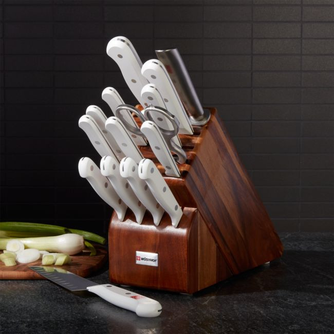 Wusthof Â® Gourmet White 16-Piece Knife Block Set | Crate & Barrel