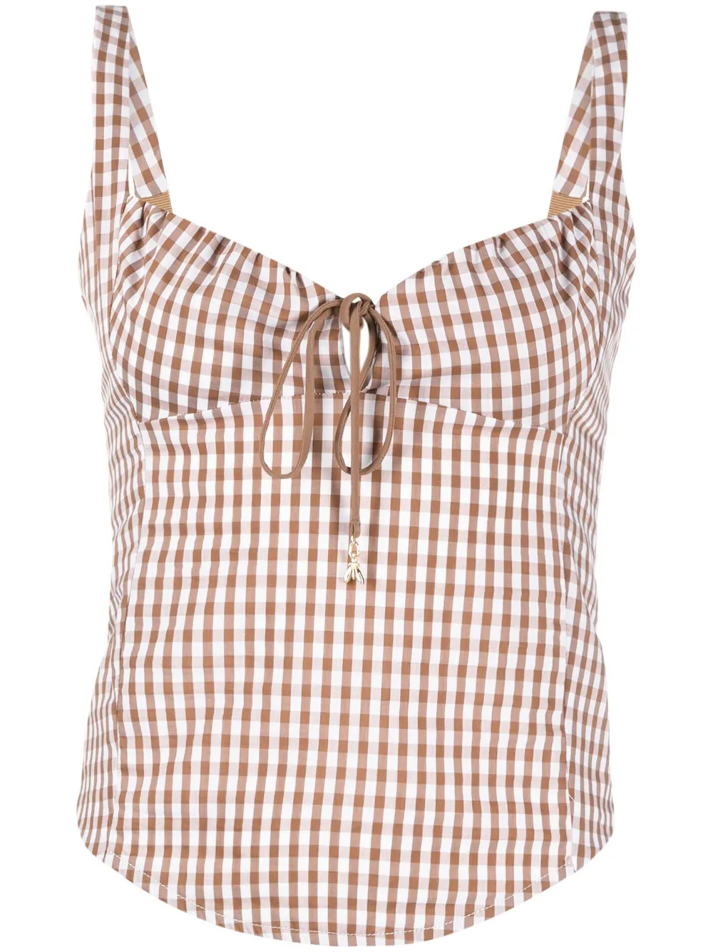 Patrizia Pepe gingham-print Poplin Bustier Top - Farfetch | Farfetch Global