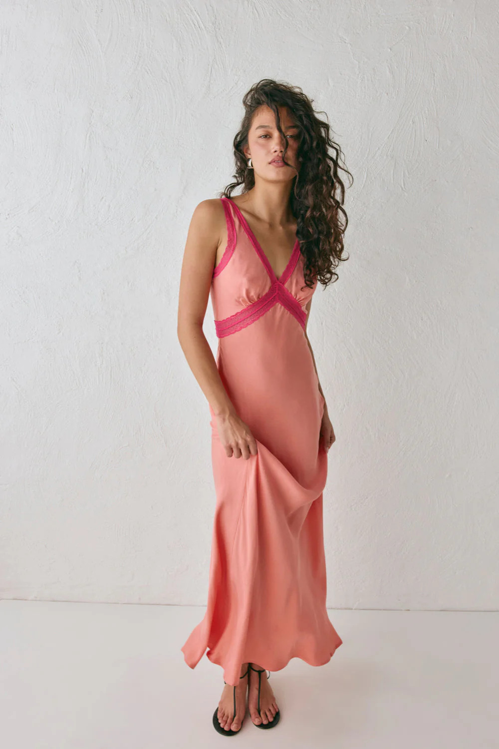 Meet Me On The Dance Floor Bias Cut Maxi Dress Coral | VRG Grl