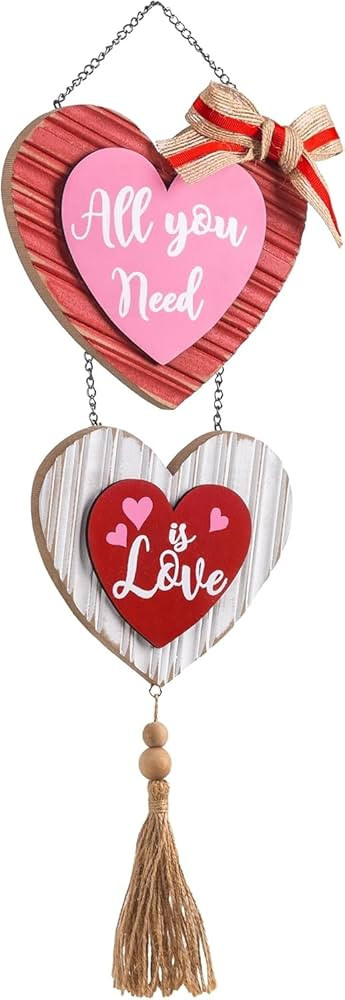 Valery Madelyn Valentines Day Decorations, Valentines Wall Decor, Heart Decor, Wooden Wreath for ... | Amazon (US)