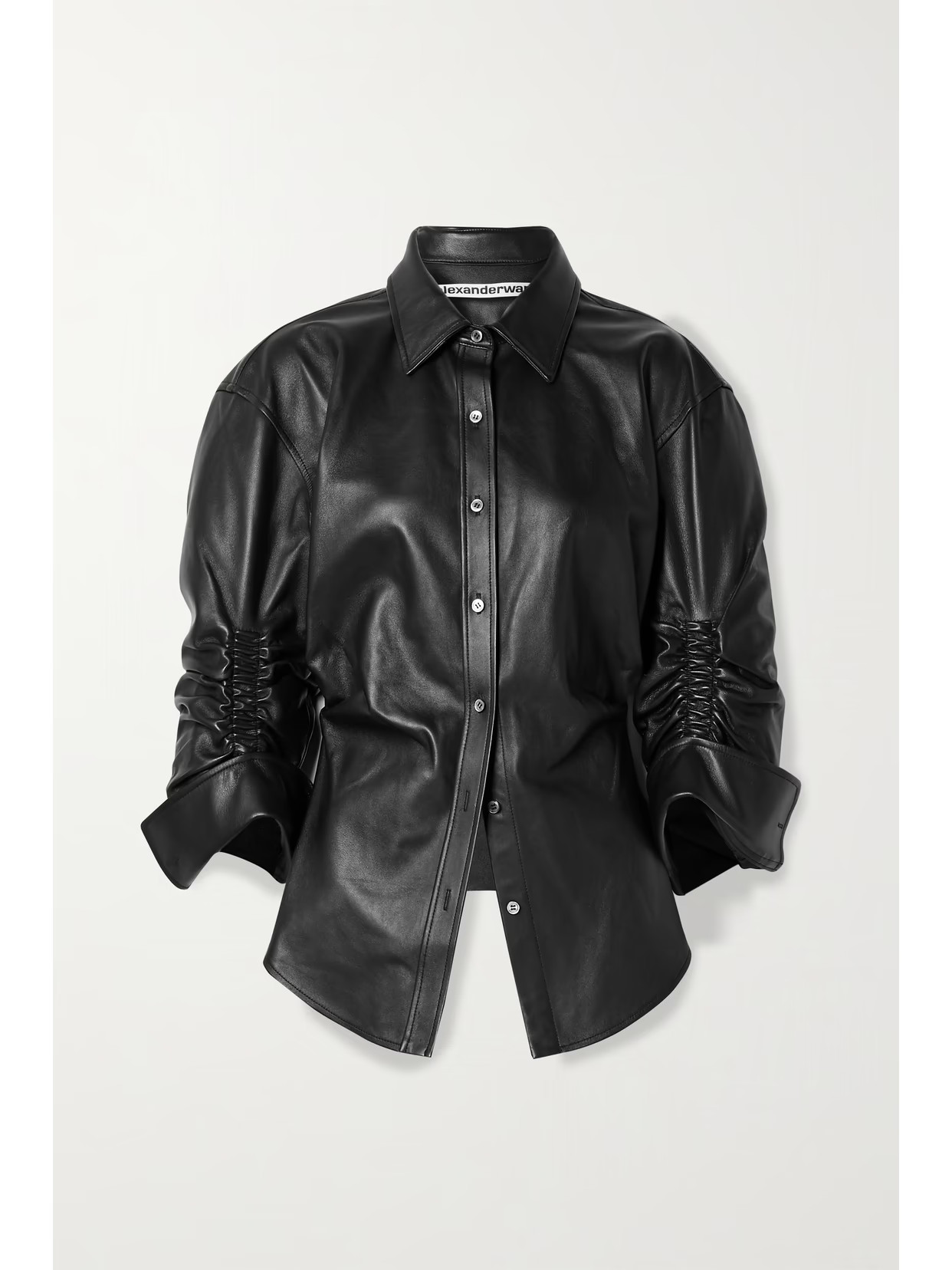 Alexander Wang - Ruched Leather Shirt - Black | NET-A-PORTER (US)