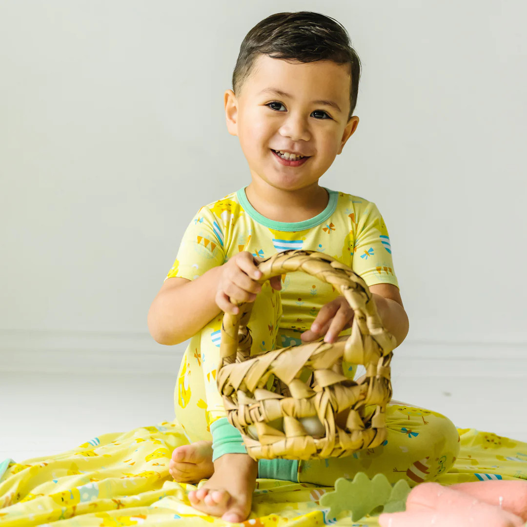 Little Chicks Two-Piece Short Sleeve Bamboo Viscose Pajama Set | Little Sleepies