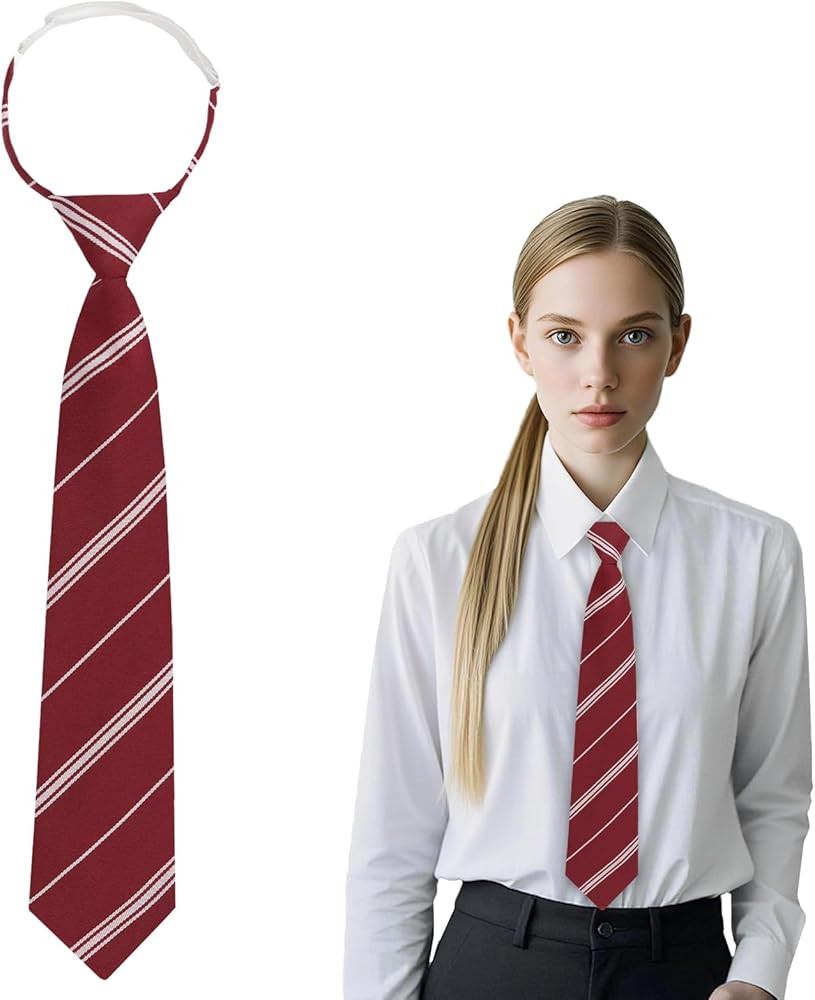 Striped Ties for Women, Pre-tied Short Girls Womens Tie Clip on Ladies Necktie for School Graduat... | Amazon (US)