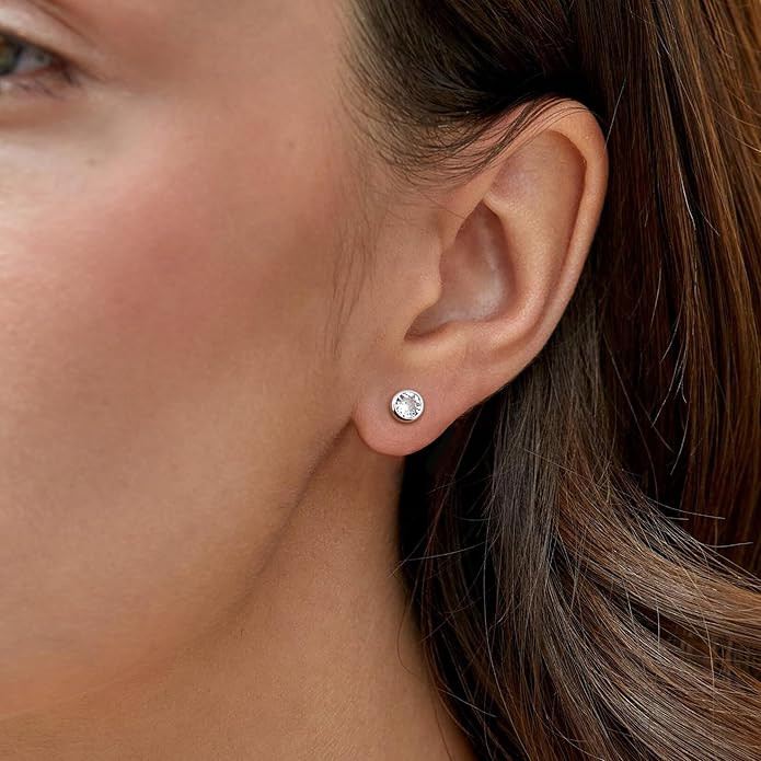 20G Cubic Zirconia Stud Earrings for Women 5mm Cubic Zirconia Earrings,Cartilage Stud Earring | Amazon (US)