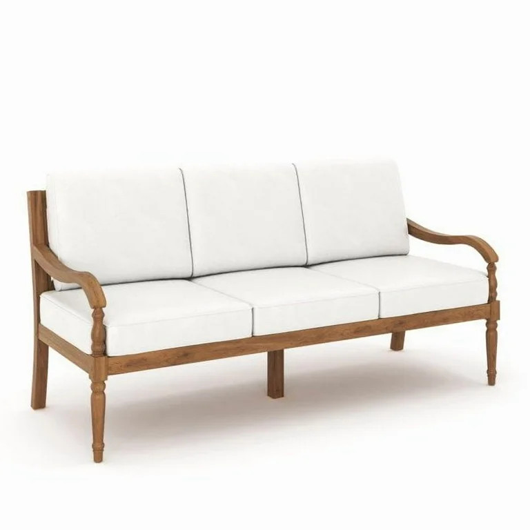 New Classic Furniture Savannah Wood Patio Sofa in Natural/White | Walmart (US)